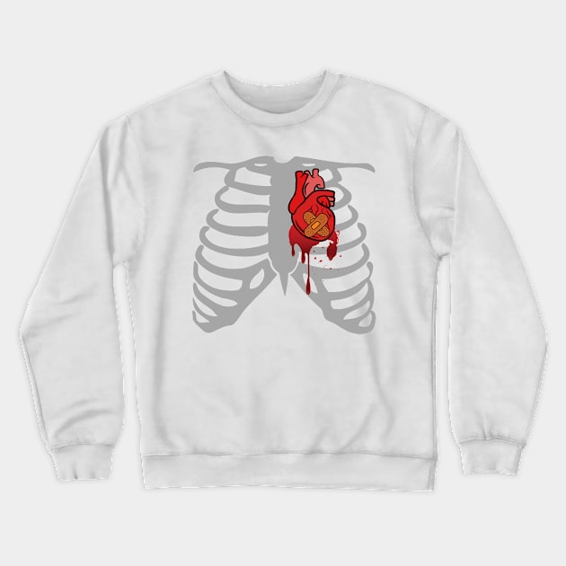 Halloween Costume Ribcage Bleeding Heart Funny Spooky Scary Skeleton Gift Crewneck Sweatshirt by nathalieaynie